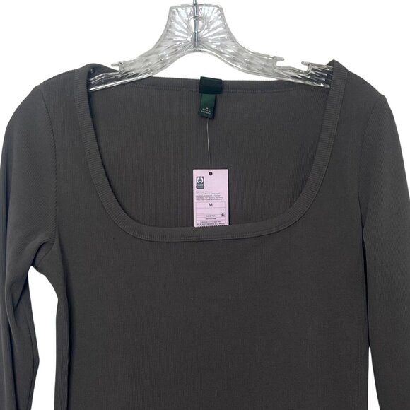 Wild Fable Long Sleeve Ribbed Top Womens Medium Gray New Fall - Picture 3 of 10